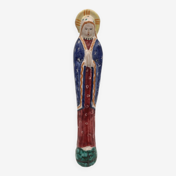 Virgin in polychrome enameled earthenware, 20th century