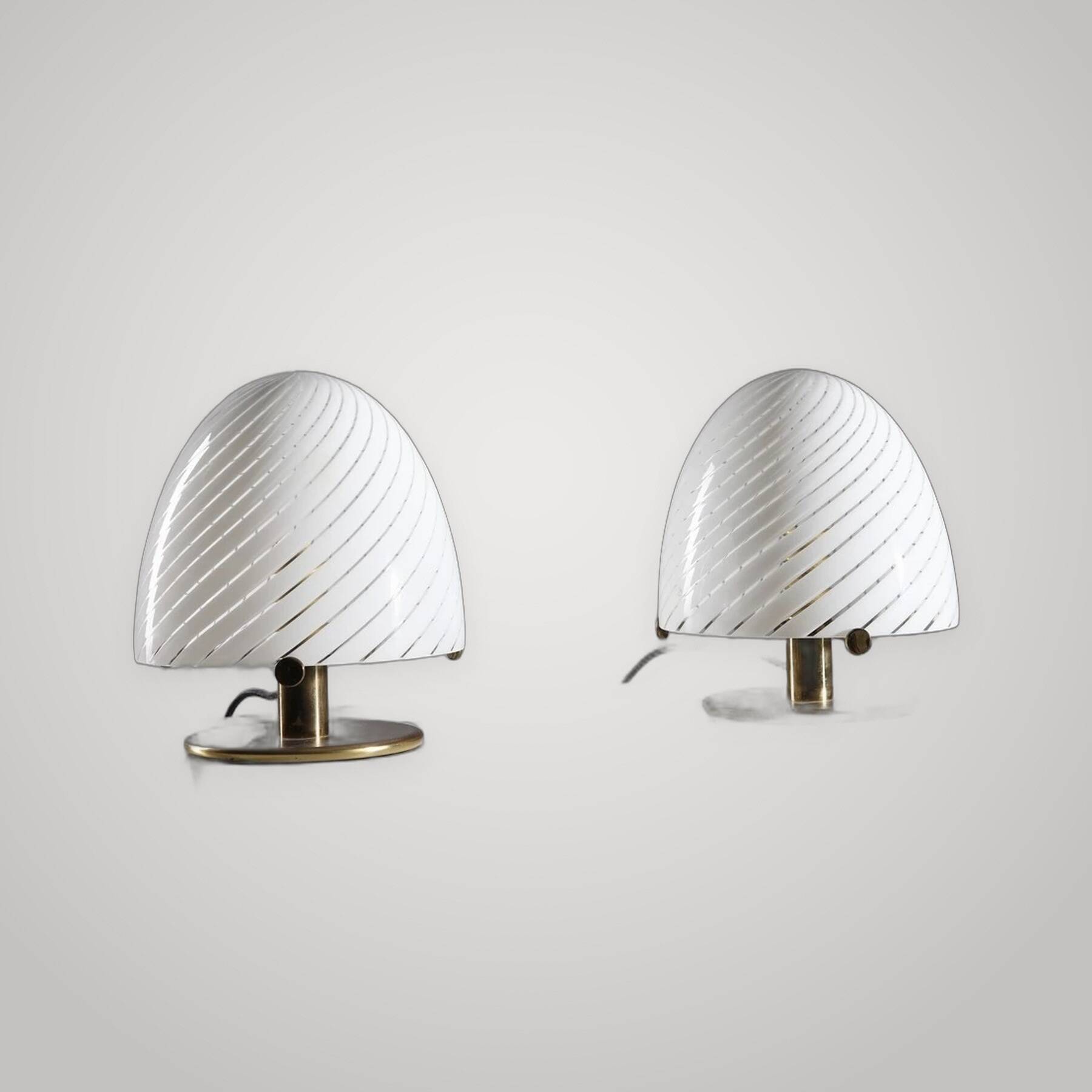 Table lamp by Mazzega model LT 394 in Murano glass swirl 1970.