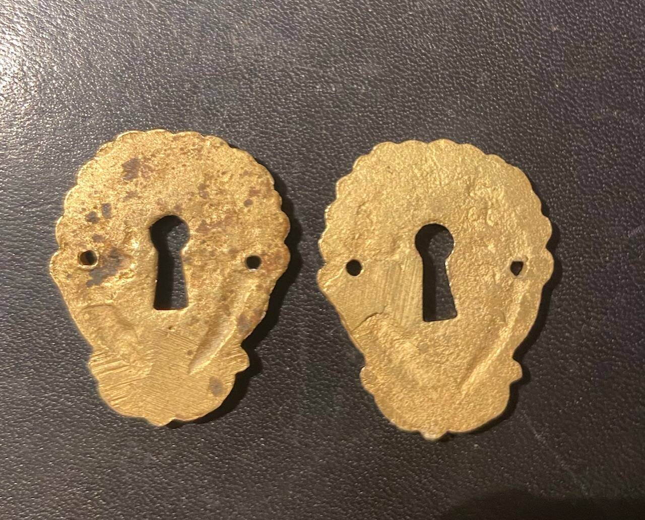 Pair of old locks in bronze or brass