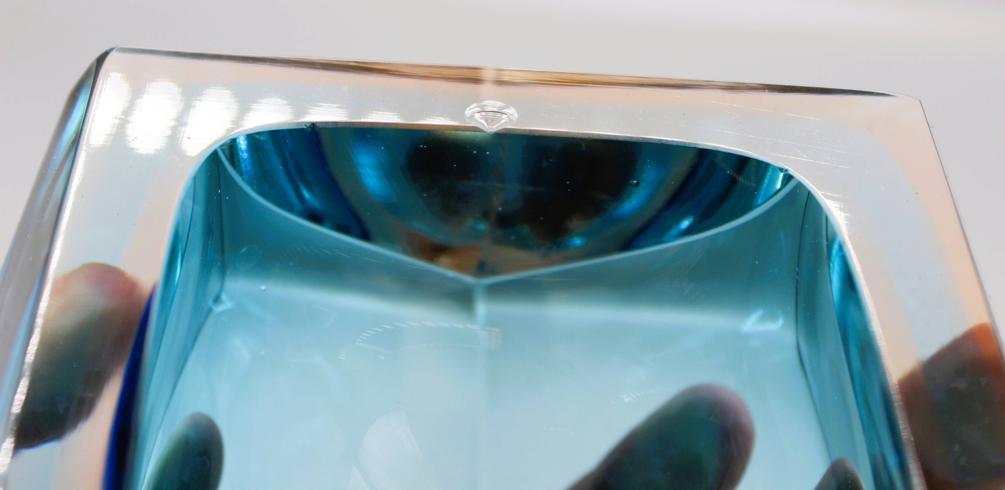 Antique ashtray pocket tray murano glass sommerso italy - flavio poli years