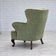 1960s, Scandinavian armchair, green furniture velour, oak wood legs.