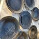 Vallauris service, the pottery of the great oak. Black metal glazed ceramics.