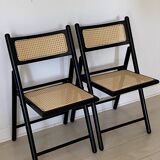 2 folding cane wood chairs
