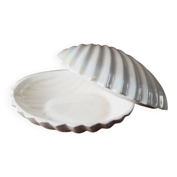 Multicolored Ceramic Shell Bowl by Alberto Tomassini - Vintage 1980s Italian Jewelry Dish