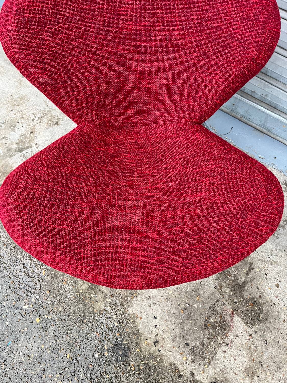Red tweed armchair with removable cover