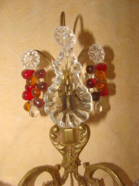 applique bronze et cristal à 2 bras de lumière