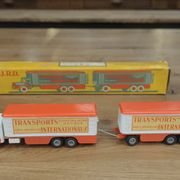 Old metal toy jrd trailer truck international transport
