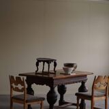 19th-century baroque dining table/desk in oak, Danish cabinetmaker.