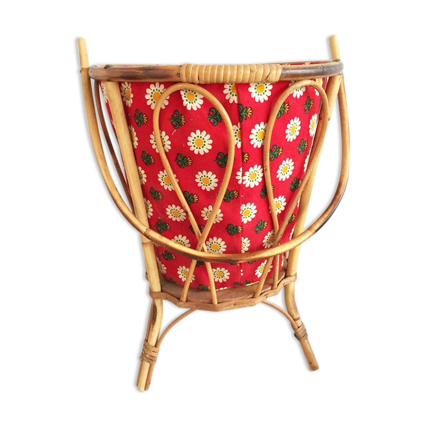 Vintage rattan sewing cart, 1960