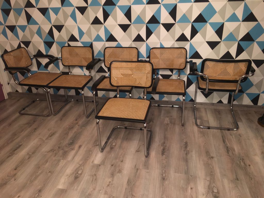 Set of 6 armchairs Marcel Breuer b64 vintage made in italy