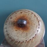 Stoneware cheese bell and platter from Puisaye, signed Jean-Pierre Prud’hom