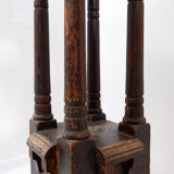 Pedestal table in wood and marble