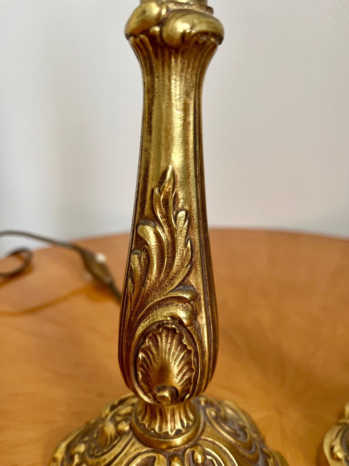 Pair of Louis XV rocaille bronze lamps