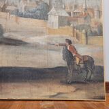 Watercolour on linen "Duel of Knights", French school, 18th century – France