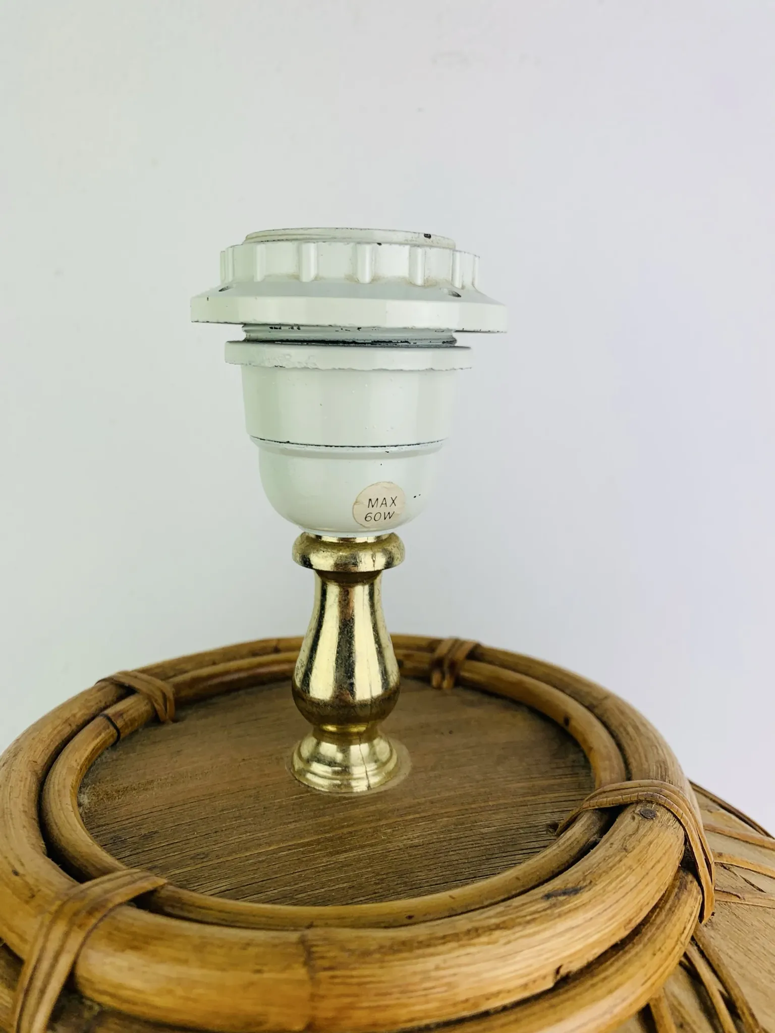 Lampe boule en osier des années 60, style Jungle Chic