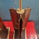 Large pair of 70s gold metal table lamps