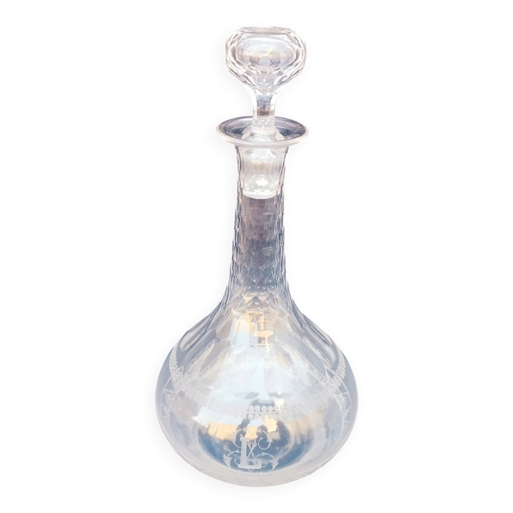 Baccarat crystal carafe monogram 19th century