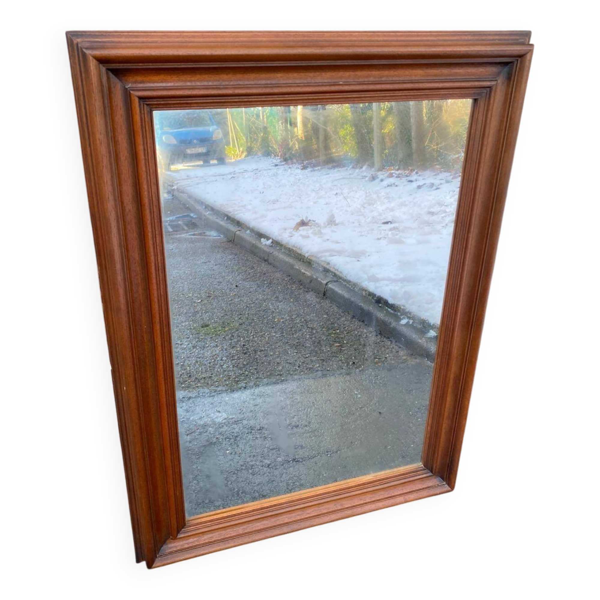 Vintage Scandinavian rectangular mirror in solid wood 75x55cm