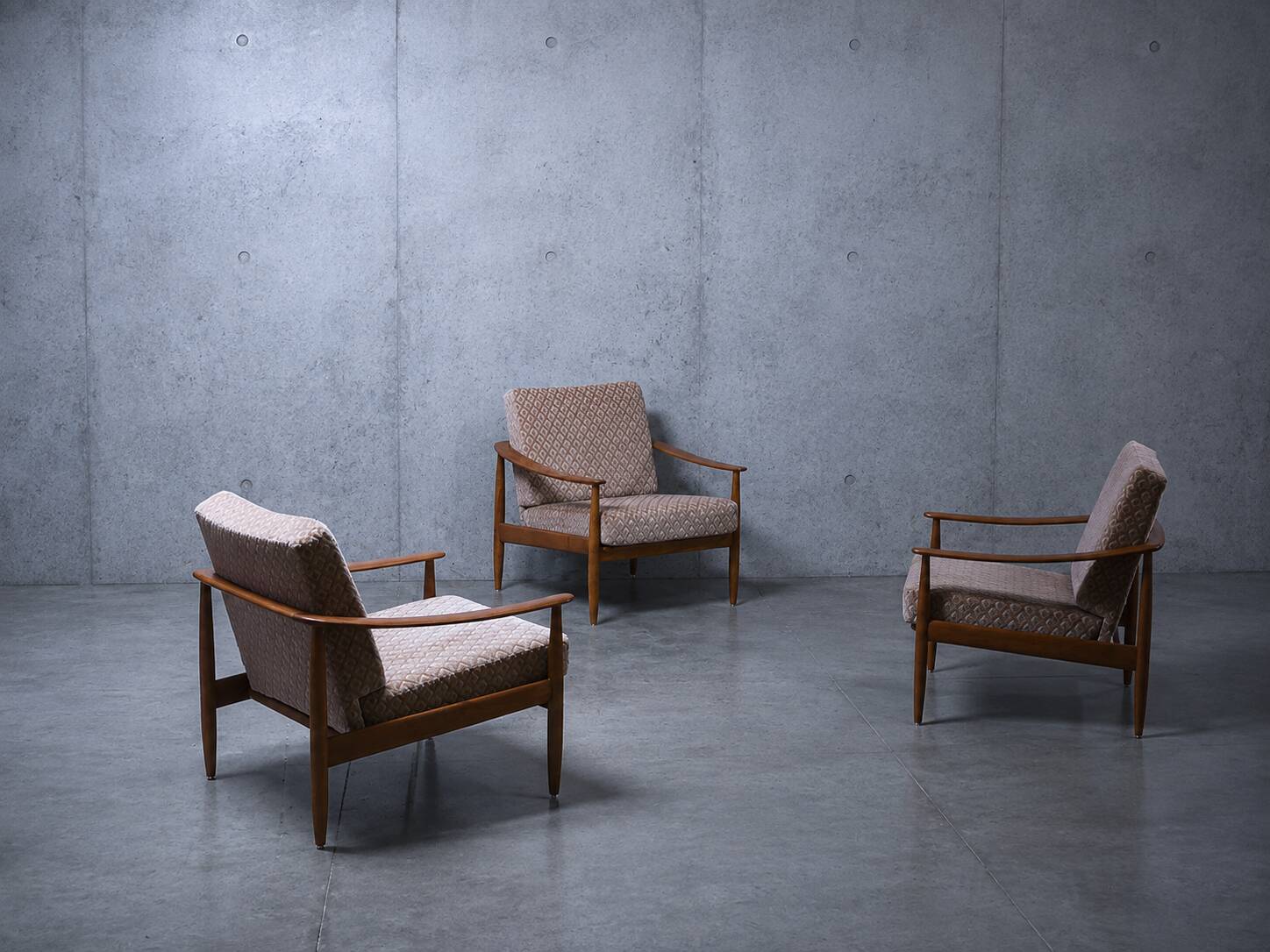 Set of 3 Scandinavian armchairs by Carl Straub - Vintage 1950s 1960s