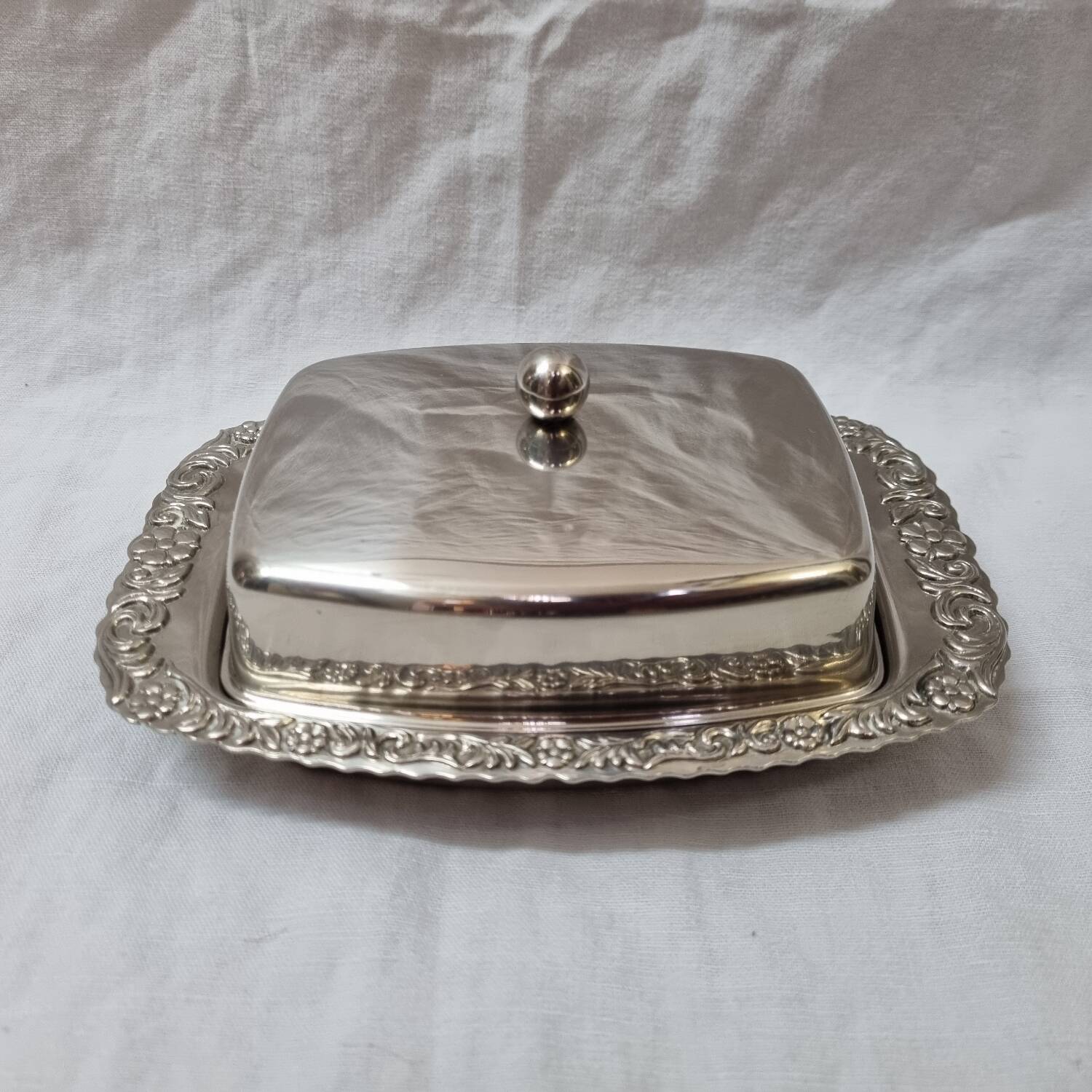 Silver butter dish