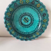 Moroccan handmade turquoise earthenware plate – Safi