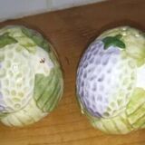 Salt and pepper shakers in earthenware – frugal pattern, 1950s