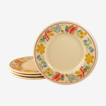 Set of 4 plates the round of flowers