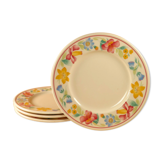 Set of 4 plates the round of flowers