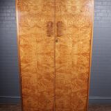 Art deco gentleman’s wardrobe in burr maple c1930