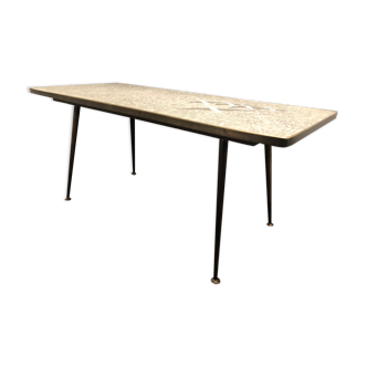Brass coffee table and mosaic top by Berthold Muller