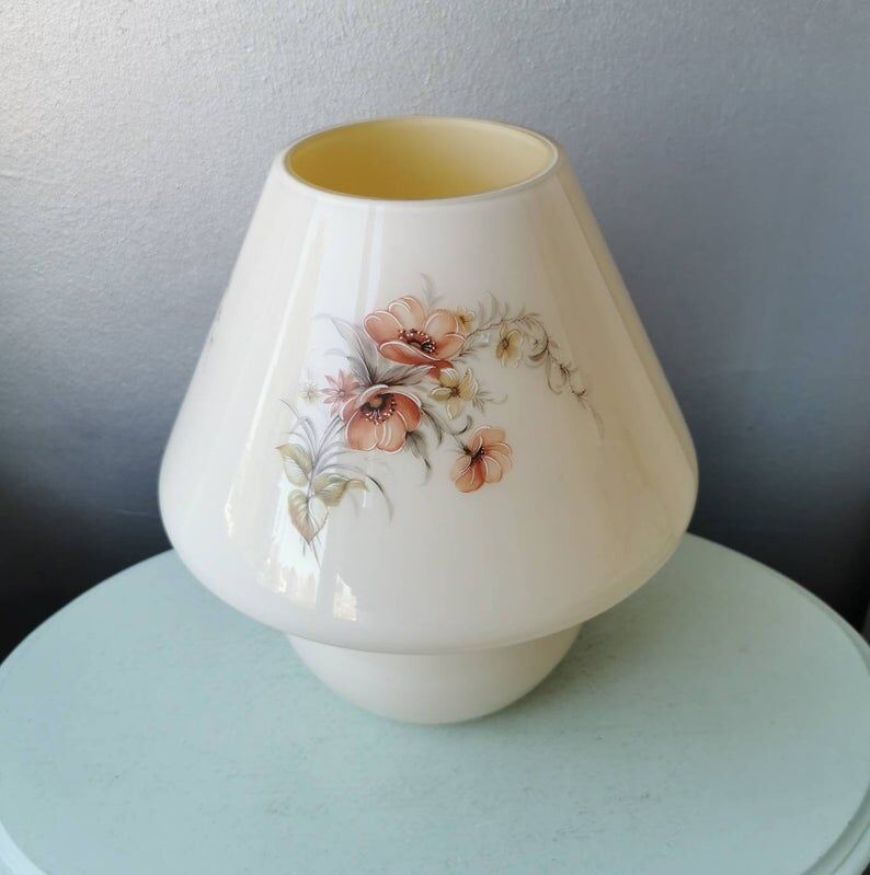 Super beautiful glass glass mushroom table lamp 70s