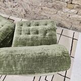 Paire de chauffeuse velour vintage 1970"