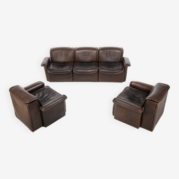 DS12 Sofa seating group by De Sede in brown buffalo leather, Switzerland