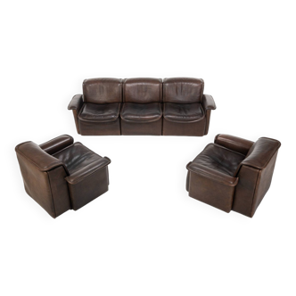 DS12 Sofa seating group by De Sede in brown buffalo leather, Switzerland