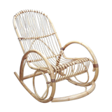 Rotin and bamboo rocking-chair