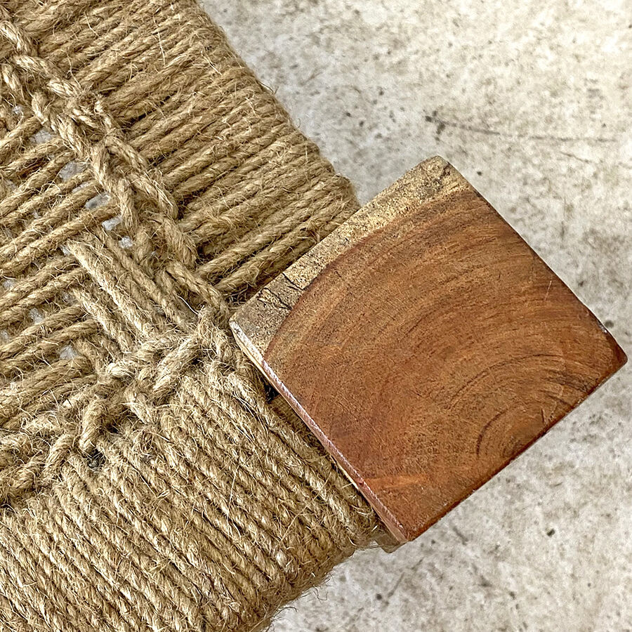 Charpoy Indian bench in braided rope