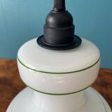 80s pendant light with white and green flower pattern