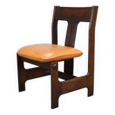 Chaise sculpturale vintage allemande des années 1970 en bois avec simili cuir orange