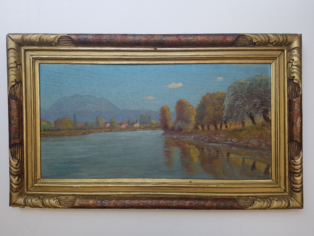 Landscape by Paul Berthier, oil on panel