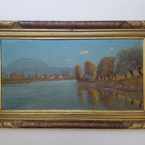 Huile sur toile par Paul Berthier représentant un paysage