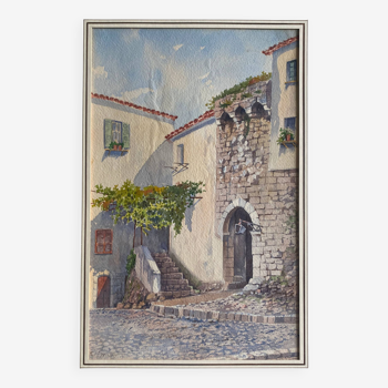 Tableau réalisé à l'aquarelle sur papier signé e.