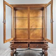 Carved oak display case, Neo-Renaissance style, 20th century