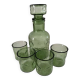 Carafe and matching tumblers in molded glass