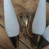 Duo of double appliques in brass and opalines
