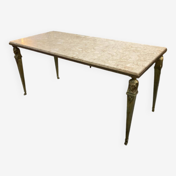 NIII style coffee table brass and travertine