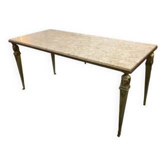 NIII style coffee table brass and travertine