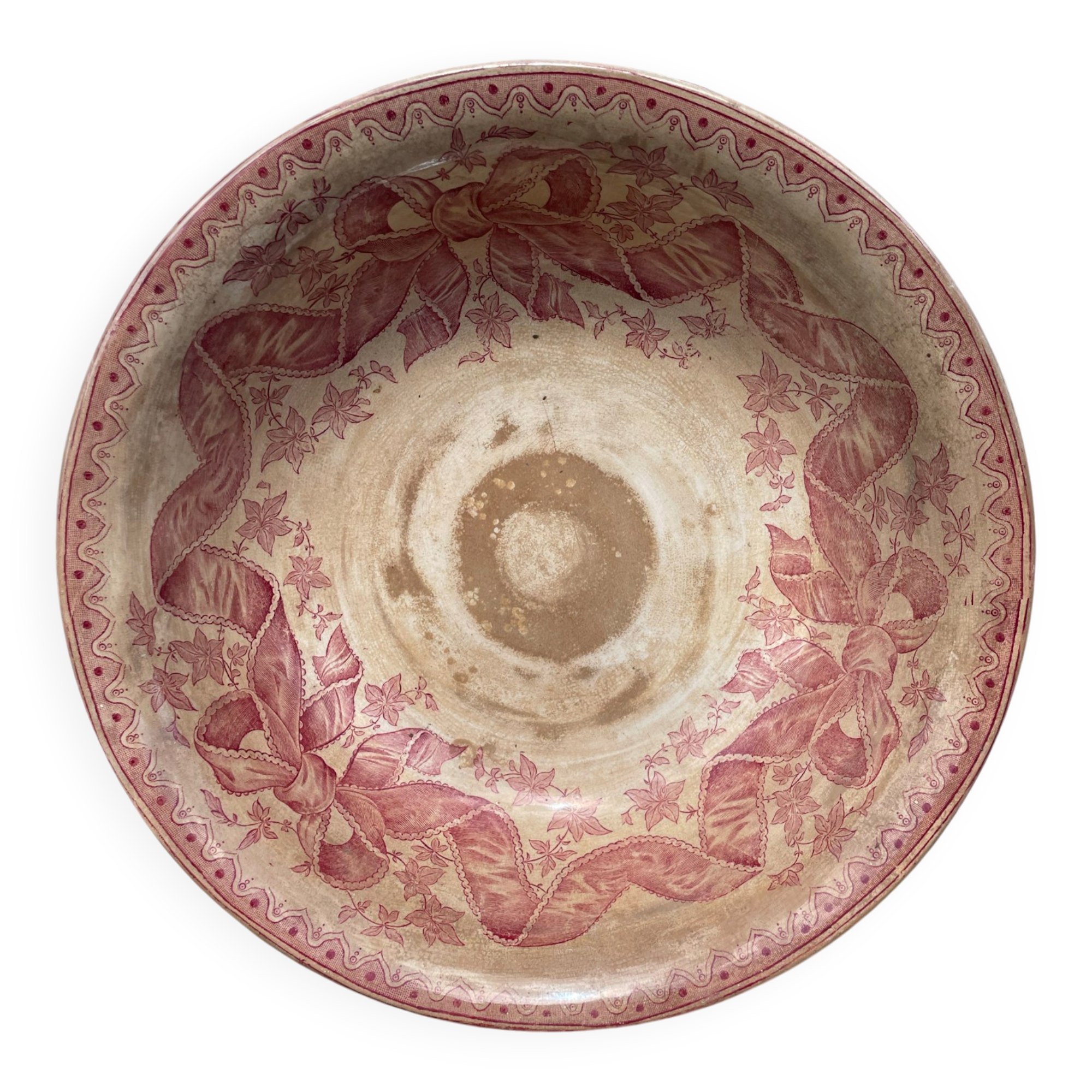 Large ironstone basin model Rosette U&C Sarreguemines