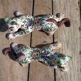 Zoomorphic Bouquetieres Hand-painted Desvres Cats