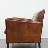 Sheepskin Leather 2-Seater Art Deco Sofa