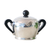 Metal sugar bowl from the 50s, Alfra Alessi, made in Italy, stainless steel